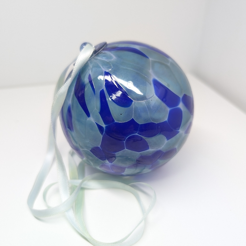 Friendship Art Glass Ball Globe Teal & Royal Blue 4" Witches Blown Glass Ball